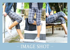 【メンスタ1番人気のパンツ、クロップドで☆】チェックシルエットクロップドパンツ
