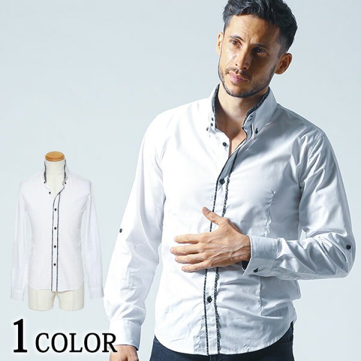 楽天市場 シャツ メンズ トップス 白シャツ カジュアルシャツ スリム 2枚襟 長袖 春 秋 冬 服 30代 40代 50代 Menz Style メンズスタイル