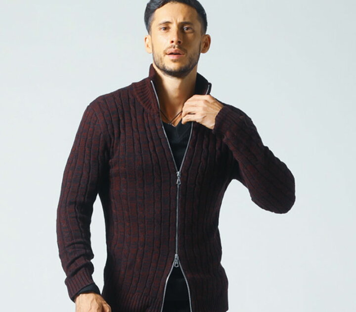 楽天市場 スタンドニット メンズ アウター トップス ジップアップ ケーブル編み ニット 春 秋 冬 服 30代 40代 50代 Menz Style メンズスタイル