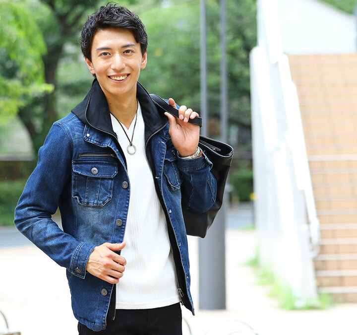 楽天市場 ジャケットセット インディゴジャケット 白tシャツ 黒パンツ3点コーデセット 54 Menz Style メンズスタイル