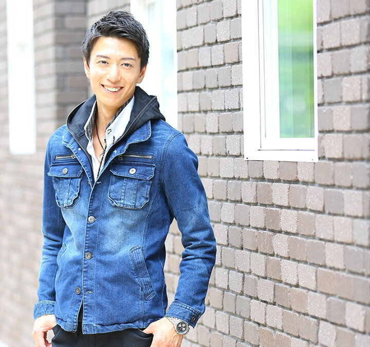 楽天市場 アウターセット インディゴジャケット 白シャツ 黒パンツ3点コーデセット 18 Menz Style メンズスタイル