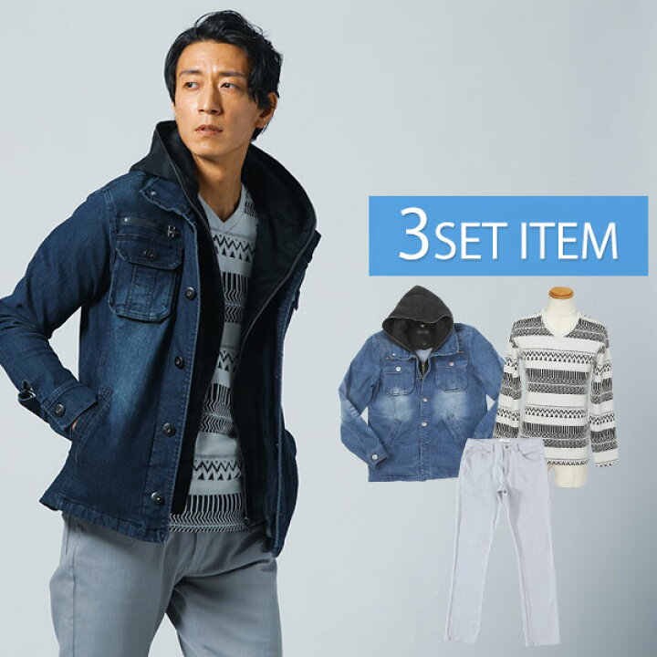 楽天市場 ジャケット メンズ アウター デニムジャケット カットソー 長袖 トップス ストレッチ パンツ ストレッチ 春 秋 服 30代 40代 50代 メンズスタイル Menz Style Menz Style メンズスタイル