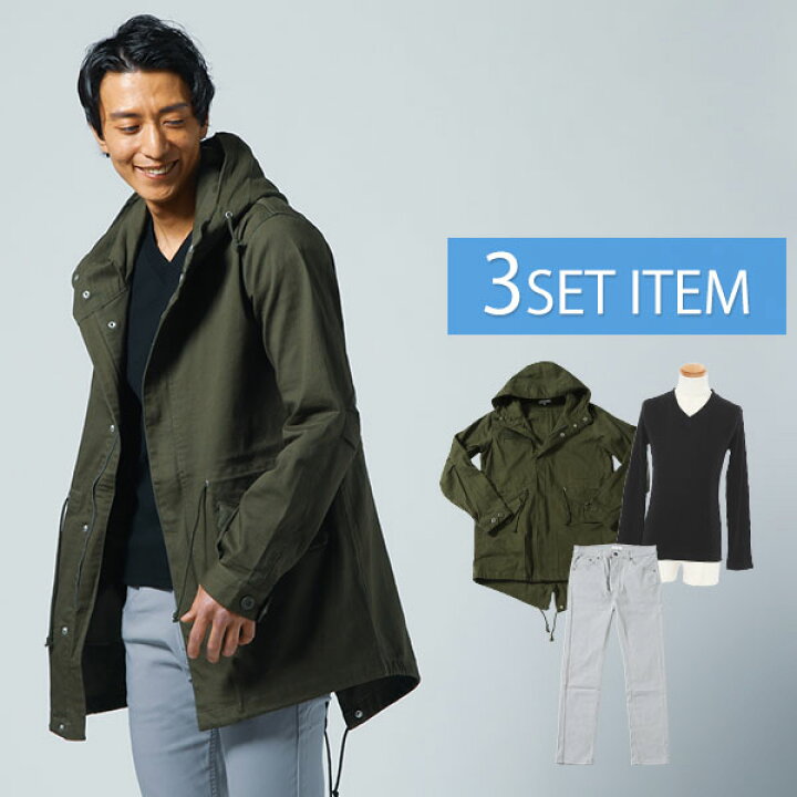 楽天市場 モッズコート メンズ アウター コート Vネック カットソー 長袖 トップス ストレッチ パンツ 春 秋 服 30代 40代 50代 メンズスタイル Menz Style Menz Style メンズスタイル
