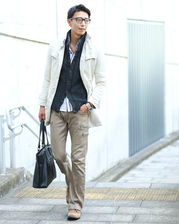 楽天市場 春アウターセット 黒ニット 白tシャツ オリーブパンツ3点コーデセット 12 Menz Style メンズスタイル