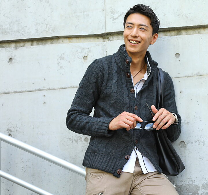 楽天市場 春アウターセット 黒ニット 白tシャツ オリーブパンツ3点コーデセット 12 Menz Style メンズスタイル