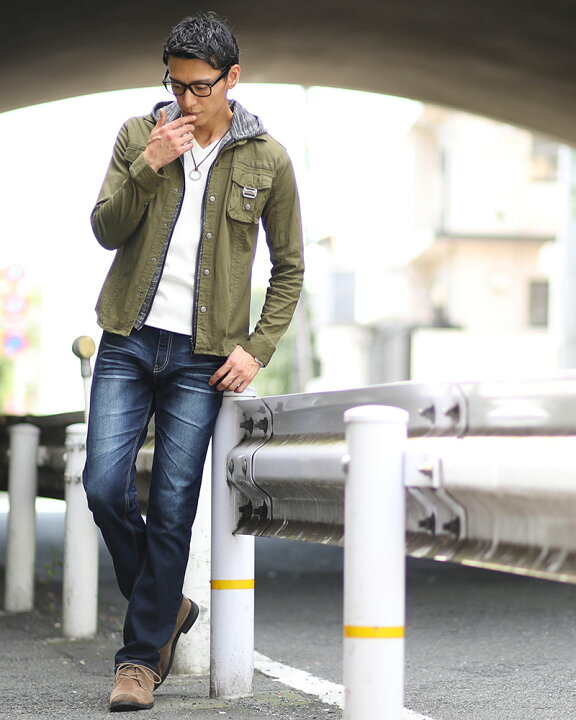 楽天市場 春アウターセット 黒パーカー グレーニット デニムパンツ3点コーデセット 7 Menz Style メンズスタイル