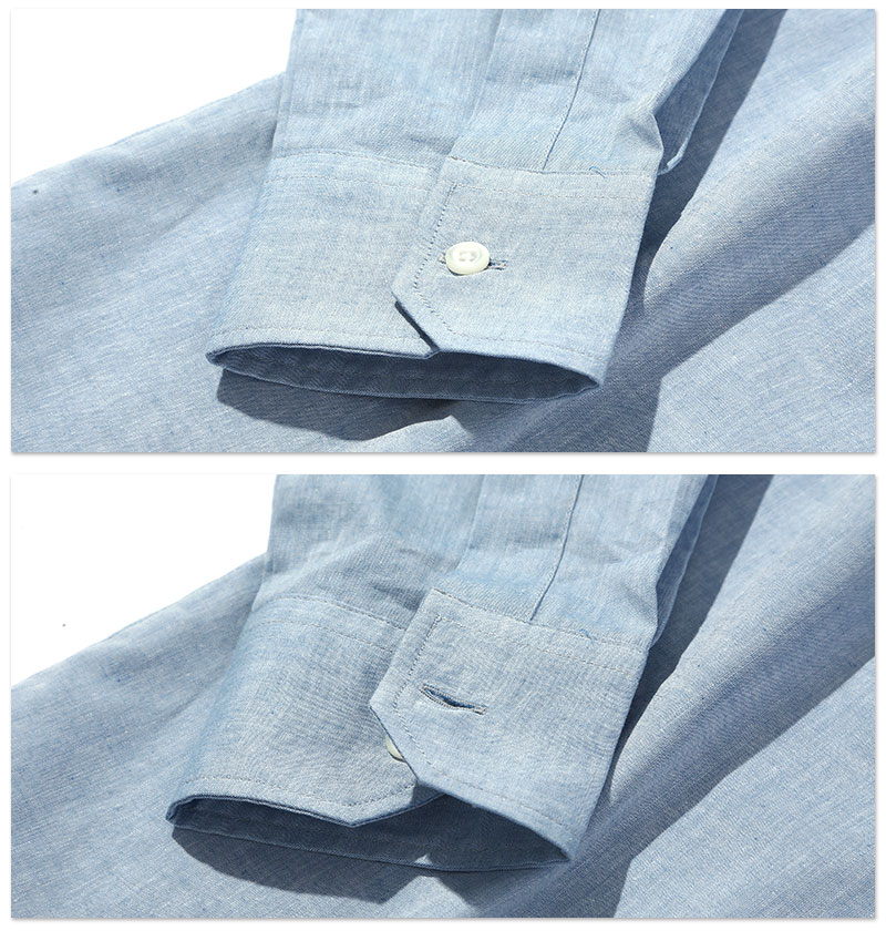 楽天市場】日本製 シャツ メンズ 長袖 スリム シャンブレー ボタン