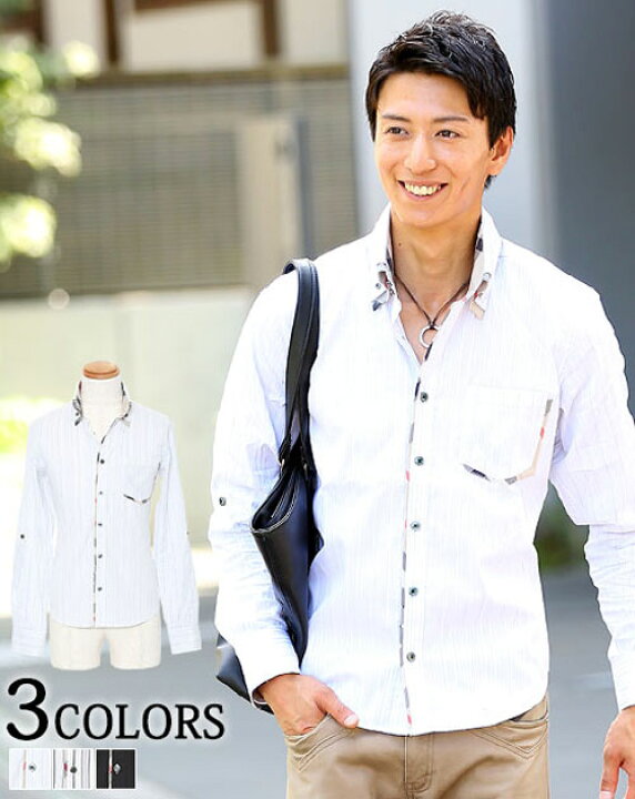 楽天市場 メンズ シャツ カジュアル 長袖 ストライプ 二枚襟 オールシーズン 服 30代 40代 50代 Menz Style メンズスタイル Menz Style メンズスタイル