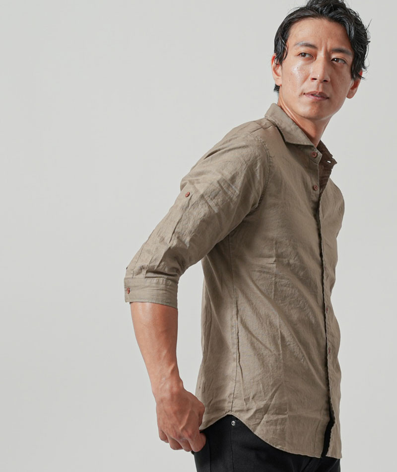 楽天市場】七分袖 シャツ 日本製 綿麻 リネンシャツ メンズ カジュアル