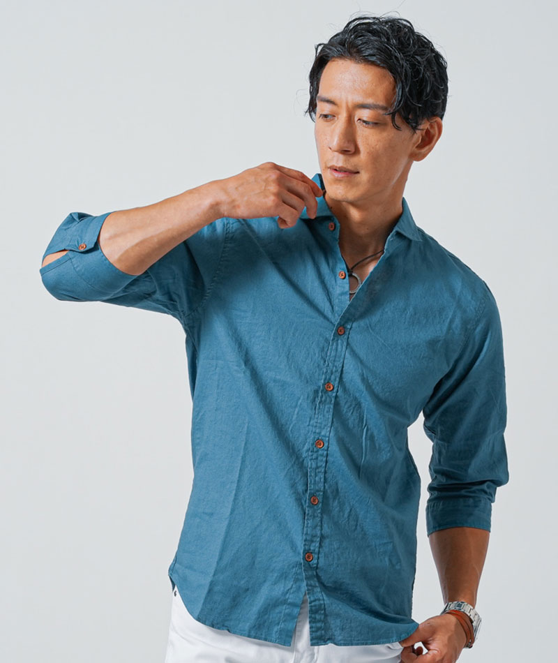 楽天市場】七分袖 シャツ 日本製 綿麻 リネンシャツ メンズ カジュアル