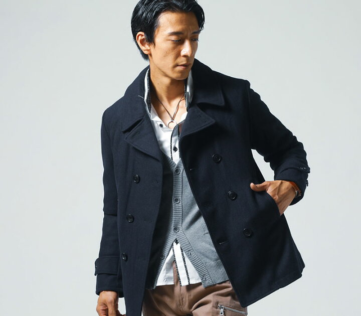 楽天市場 Pコート メンズ アウター ジャケット ショート丈 ウール メルトン サーモライトウール 冬 服 30代 40代 50代 Menz Style メンズスタイル