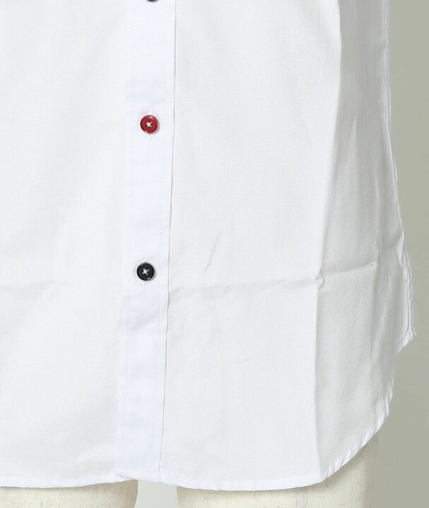 メンズ 長袖 シャツ カットソー 襟付き 白 ホワイト ボタンシャツ 制服