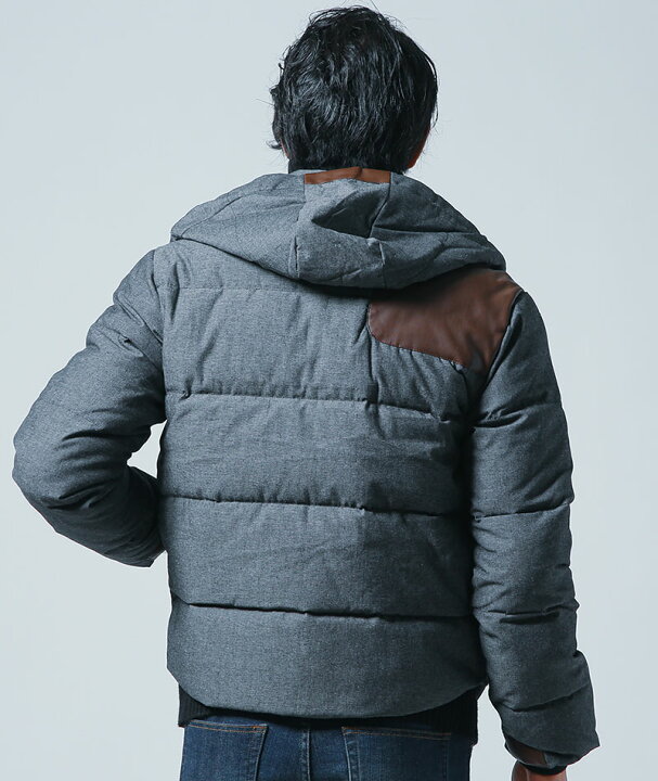 楽天市場 ダウンジャケット メンズ アウター デニム Puレザー 裏地チェック ダウン 冬 服 30代 40代 50代 メンズスタイル Menz Style Menz Style メンズスタイル