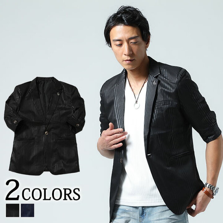 楽天市場 テーラードジャケット メンズ ジャケット 5分袖 ストライプ サマージャケット 春 夏 服 30代 40代 50代 Menz Style メンズスタイル