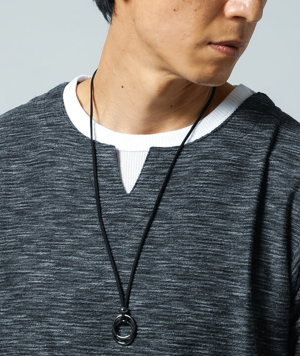 楽天市場 カットソー メンズ トップス Tシャツ キーネック 半袖 リップル レイヤード ネックレス セット 春 夏 服 30代 40代 50代 Menz Style メンズスタイル