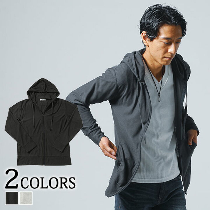 楽天市場 パーカー メンズ アウター ライトアウター トップス 天竺 ジップアップ 長袖 無地 春 秋 服 30代 40代 50代 Menz Style メンズスタイル