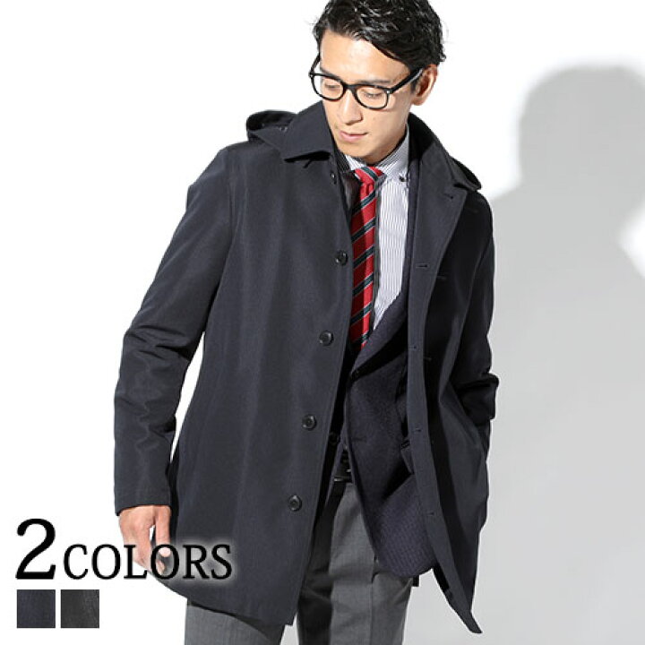 楽天市場 コート メンズ スタンドカラーコート アウター 撥水 フード 格子 服 30代 40代 50代 Menz Style メンズスタイル
