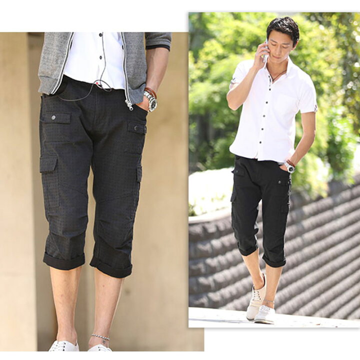 クロップドパンツ メンズ ボトムス ハーフパンツ メンズパンツ カーゴパンツ ７分丈 七分丈 千鳥格子 ストレッチ 夏 おしゃれ代 30代 40代 50代 年間ランキング6年連続受賞