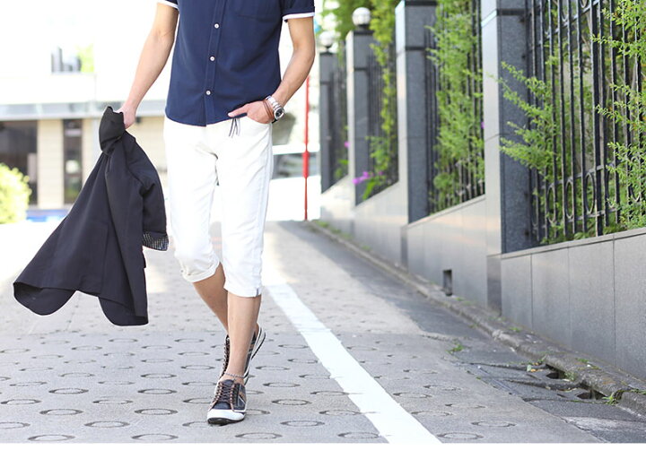 楽天市場 パンツ メンズ クロップドパンツ クロップド ハーフパンツ パンツ マリン マリンリボンデザインクロップドパンツ Menz Style メンズスタイル