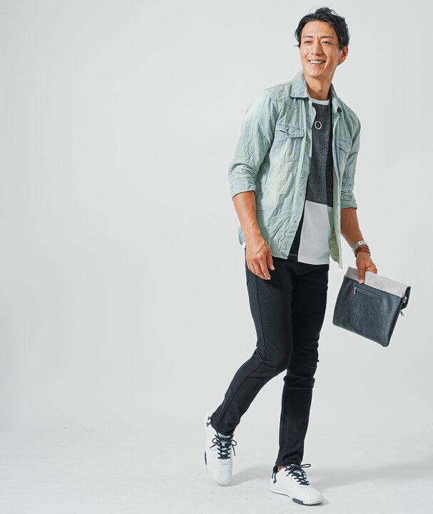 楽天市場 シャツ メンズ デニムシャツ カットソー Tシャツ チノパンツ セット コーディネート スキニー 40代 50代 メンズスタイル Menz Style Menz Style メンズスタイル