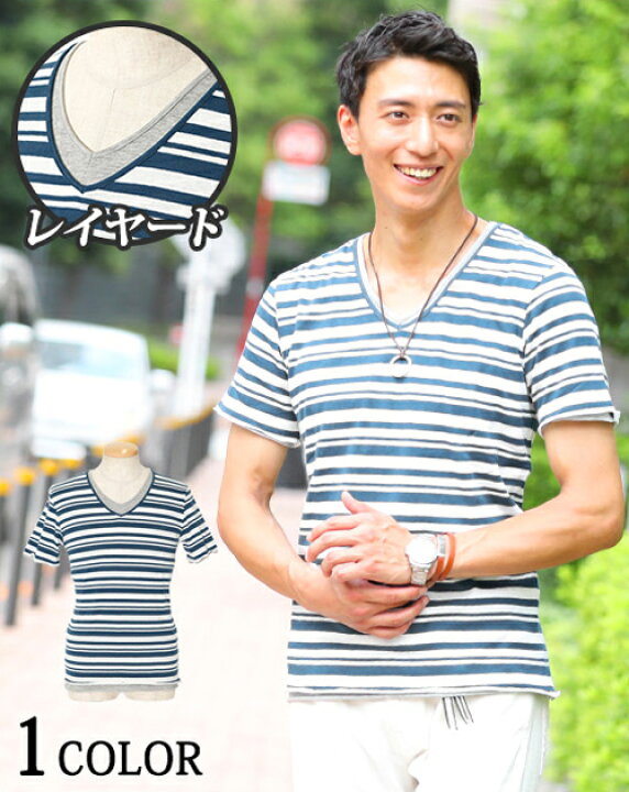 楽天市場 カットソー メンズ Tシャツ ボーダー ボーダーシャツ Vネック 半袖 メンズファッション Menz Style メンズスタイル