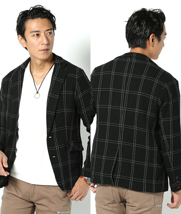 楽天市場 テーラードジャケット メンズ アウター 長袖 ジャケット ニット ニットジャケット チェック ストレッチ Menz Style メンズ スタイル