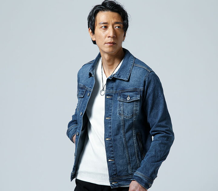 楽天市場 期間限定ポイント倍 デニムジャケット メンズ ジャケット Gジャン アウター 長袖 ブルゾン レイヤード ストレッチ 春 秋 服 30代 40代 50代 オシャレ Menz Style メンズスタイル