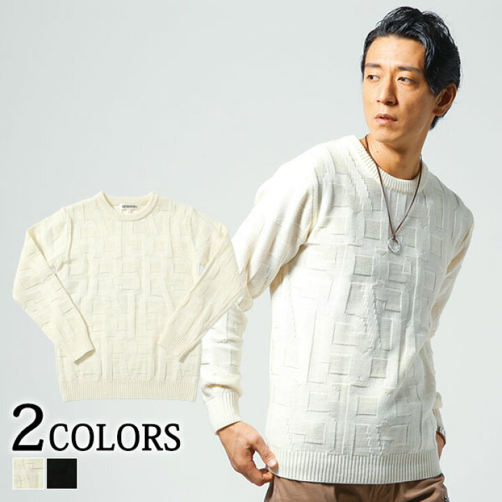 楽天市場 ニット メンズ トップス クルーネック 英字 ロゴ 長袖 冬 服 30代 40代 50代 メンズスタイル Menz Style Menz Style メンズスタイル