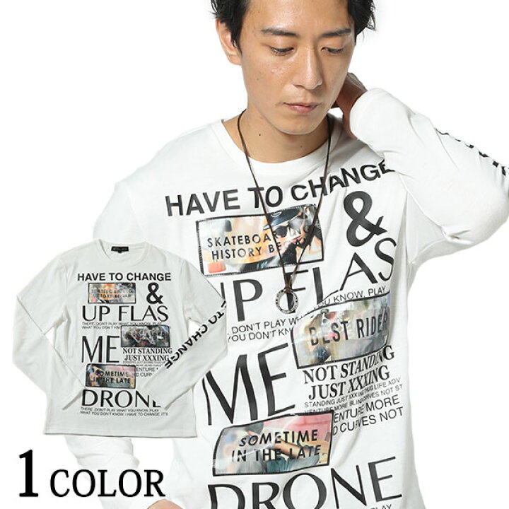 楽天市場 カットソー メンズ トップス Tシャツ 長袖 クルーネック プリント フォト 英字 ロゴ 春 秋 冬 服 30代 40代 50代 Menz Style メンズスタイル