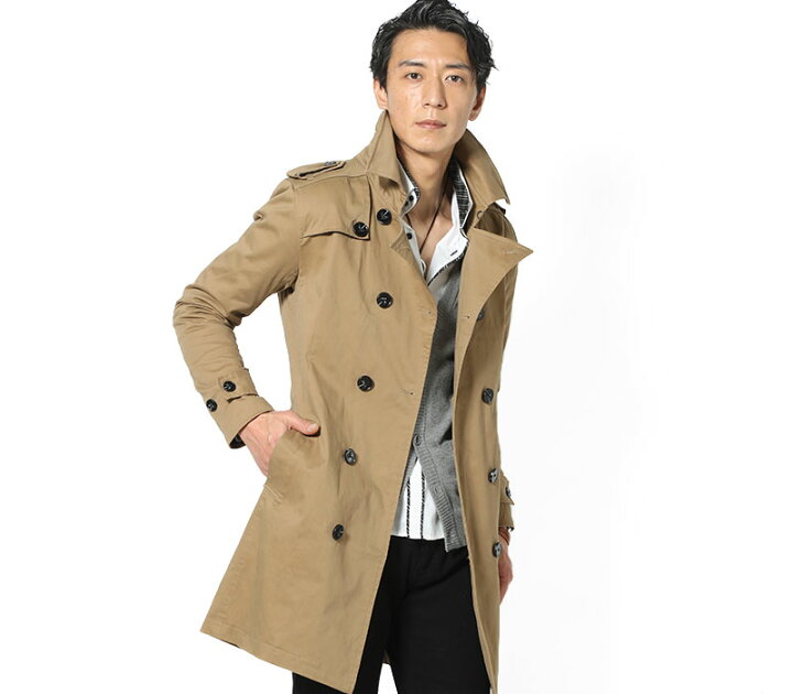 楽天市場 トレンチコート コート メンズ アウター サテン ストレッチ 長袖 秋冬 服 30代 40代 50代 Menz Style メンズスタイル