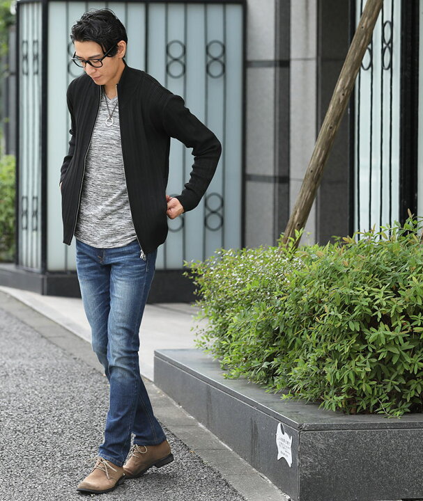 アウター ニットアウターメンズ ジップアップ スタンドカラー テレコ 長袖 無地 細身 秋 冬 春 服 30代 40代 50代 Menz Style メンズスタイル 最大86 Offクーポン