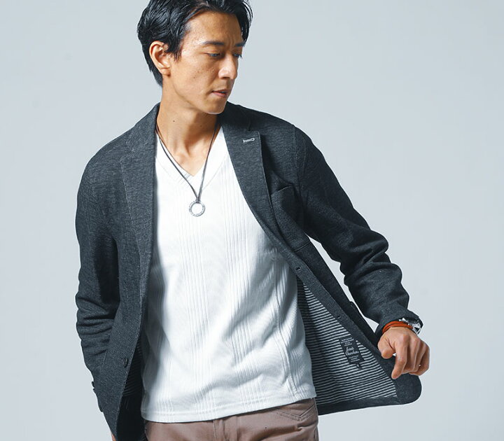 楽天市場 テーラードジャケット メンズ アウター ジャケット 長袖 ボーダー 無地 カット素材 春 秋 服 30代 40代 50代 Menz Style メンズスタイル