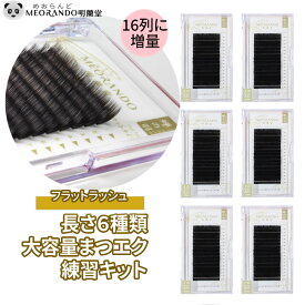 MEORANDOフラットラッシュ大容量まつエクセット【Jカールシリーズ】【16列／ケース】マツエク セット商品 練習キット【送料無料】【在庫限り】 md
