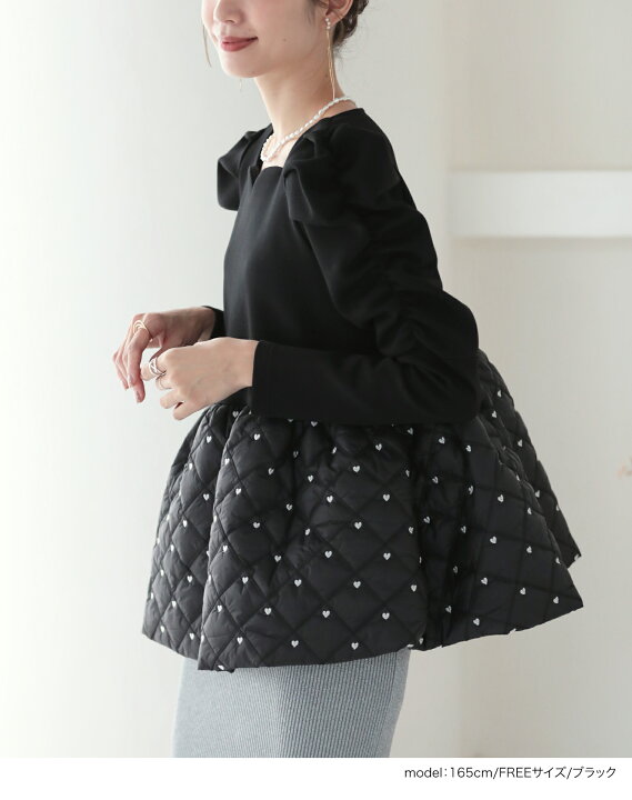 楽天市場】ハートキルティングトップス ペプラム ハート キルティング  