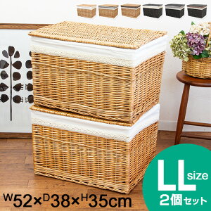 収納かご ふた付き バスケット 収納ボックス LL 2個セット 大容量 おもちゃ箱 ランドリーバスケット 洗濯かご 脱衣