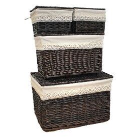 フタ付き かご 収納 バスケット レース XXS 2個 M L 4個セット ランドリー 収納ボックス 収納かご ふた付き 洗濯かご 籠 ふたつき 蓋付き 収納カゴ おしゃれ 北欧風 小物入れ おむつ おもちゃ箱 オムツ ランドリーボックス 脱衣かご 籐 ラタン 家具 天然素材 ボックス
