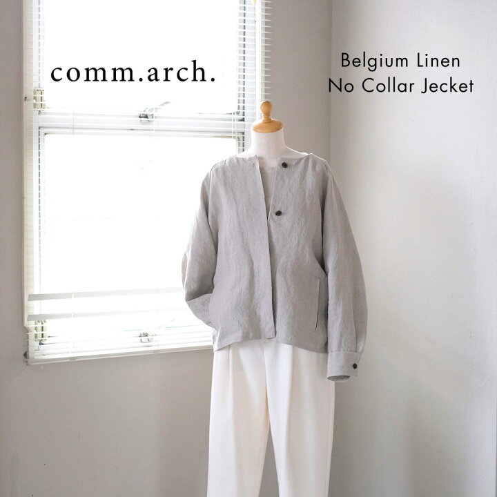 楽天市場】comm. arch. コムアーチ リネン ジャケット ノーカラー 