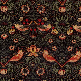 moda fabrics(モダ・ファブリックス)William Morris ウィリアムモリス シーチング生地＜STRAWBERRY THIEF 1883＞（ストロベリーシーフ）EBONYエボニー 33490-17