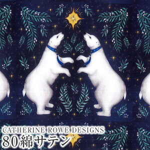 Catherine Rowe Designs キャサリンロウ・国産80サテン生地 綿100%<Polar Bear>(ポーラーベア)シロクマ【ネイビー】WJ10283-NV