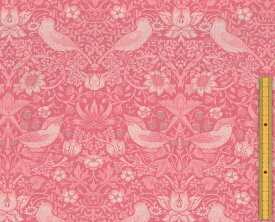 moda fabrics(モダ・ファブリックス)William Morris ウィリアムモリス シーチング生地＜Strawberry Thief＞(ストロベリースィーフ)いちご泥棒　(パステルピンク)8176-54
