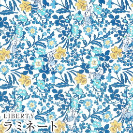 ピーターラビット™×リバティファブリックス LIBERTYリバティプリント 国産つや消しラミネート(ビニールコーティング生地)＜Walker Rabbits＞(ウォーカー・ラビッツ)【ブルー】MATLAMI-DC30741-J20D Peter Rabbit™