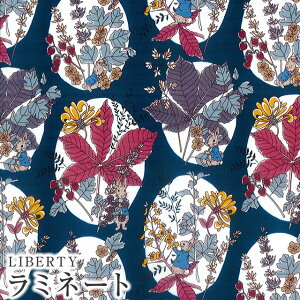 ピーターラビット×リバティファブリックス LIBERTYリバティプリント 国産つや消しラミネート(ビニールコーティング生地)<Hawthorn Bunnies>(ホーソーン・バニーズ)【ネイビー】MATLAMI-DC30743-J20D