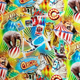 サーカスアニマル ハーフパナマ生地＜Circus＞(サーカス)動物 B&B FABRICS Volkswagen 1030-1109-655