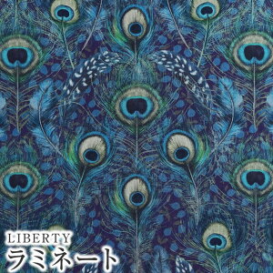 LIBERTYリバティプリント 国産つや消しラミネート(ビニールコーティング生地)<Peacock Manor>(ピーコックマナー)【ブルー】MATLAMI3632241-22A《2022AW THE HOUSE OF LIBERTY》