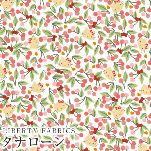 ハローキティ×リバティファブリックス LIBERTY 国産タナローン生地<Cherries and Bows>(チェリーズアンドボウズ)【ローズ】DC33495-J24A