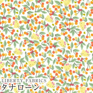 ハローキティ×リバティファブリックス LIBERTY 国産タナローン生地<Cherries and Bows>(チェリーズアンドボウズ)【オレンジ】DC33495-J24D