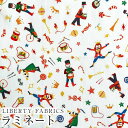 【エントリーでP10倍】LIBERTYリバティプリント 国産つや消しラミネート(ビニールコーティング生地)＜Tumbling Toys＞(タンブリングトイズ)【ホワイト地】MATLAMI36368405-BT