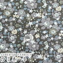 LIBERTYリバティプリント 国産つや消しラミネート(ビニールコーティング生地)＜Betsy Star＞(ベッツィスター)【グレー地】MATLAMI36368406-J23A