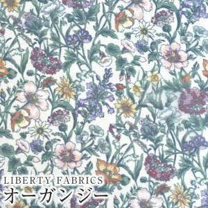 LIBERTYリバティプリント 国産リサイクルポリエステルオーガンジー生地<Rachel Meadow>(レイチェルメドゥ)【ホワイト地】2349022-EIE-X