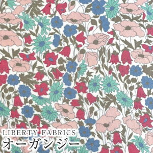 LIBERTYリバティプリント 国産リサイクルポリエステルオーガンジー生地<Poppy&Daisy>(ポピーアンドデイジー)【レッド】3632104-EIE-LA